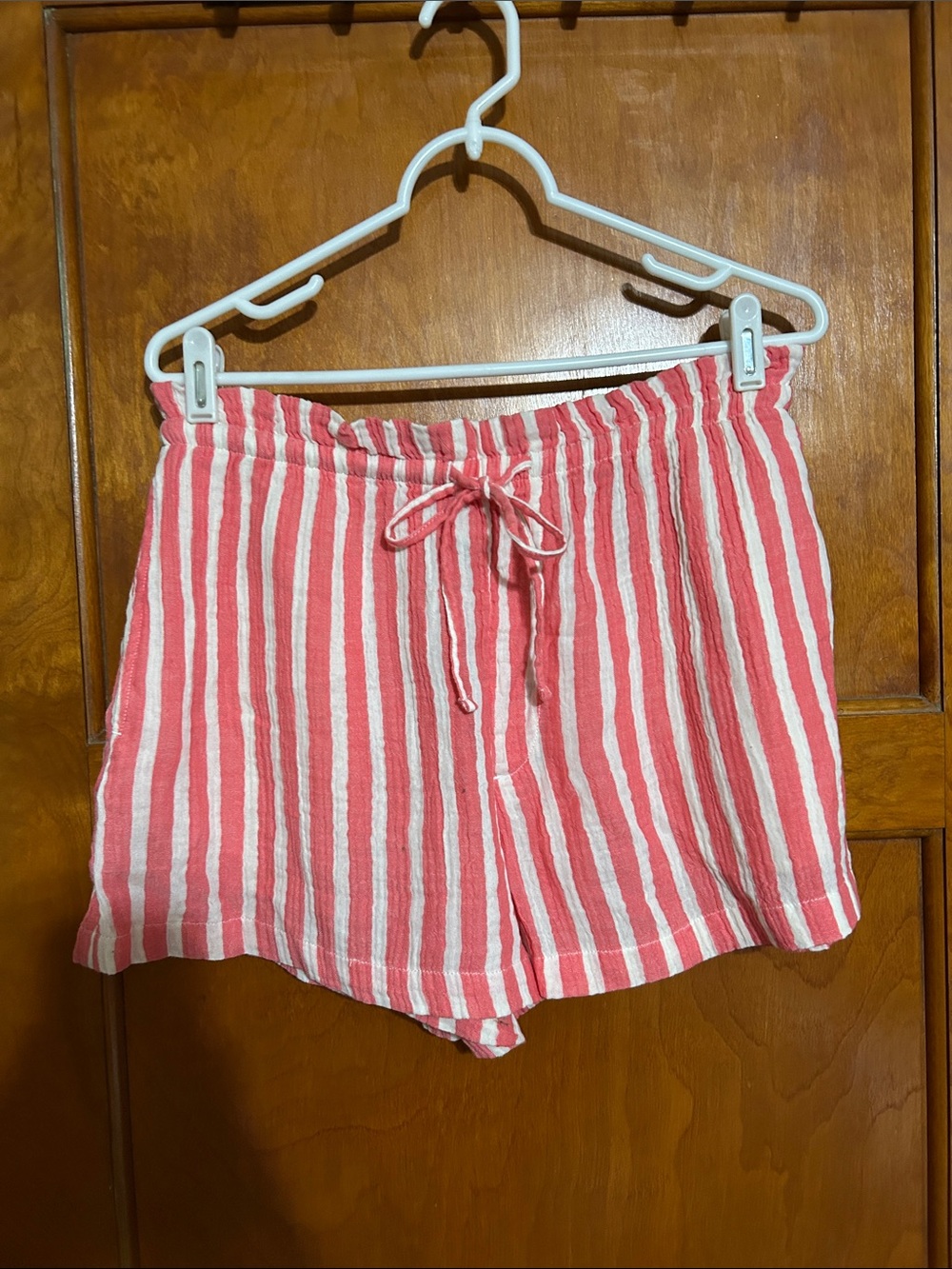 Universal Thread Pink and White Vertical Stripe Drawstring Shorts
